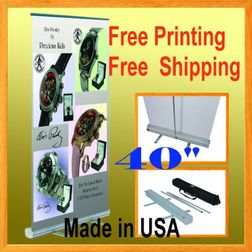 40&#034; wide retractable roll up banner stand trade show pop + free graphic printing for sale