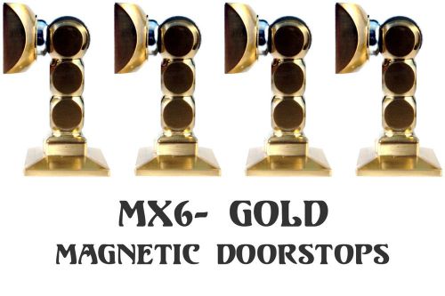 Lot of 4 ~ mx-6 gold finish *magnetic* door stops ~commercial grade quality~ for sale