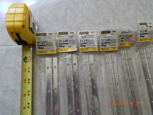 STANLEY CONTINUOUS HINGE 1-1/16&#039;&#039; X 48&#039;&#039;, LOT OF 6, BRIGHT NICKEL PLATED
