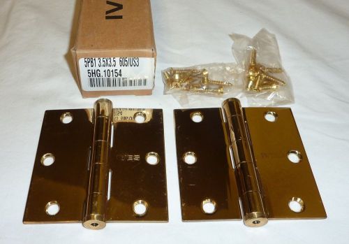 2 ives 5pb1 3.5&#034; x 3.5&#034; 605 us3 ball bearing full mortise hinges bright brass for sale