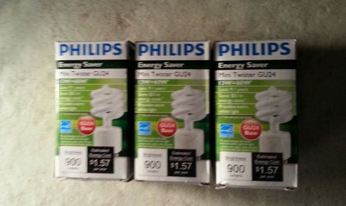 Lot of 3 New Philips 417238 13W 60-watt T3 GU24 Base 2700K CFL Light Bulb