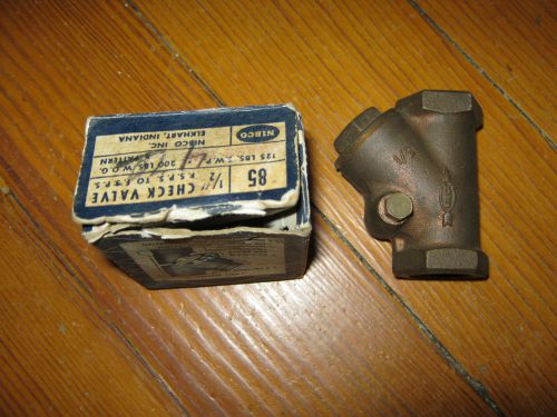 NIBCO 1/2&#034; Brass Check Valve In Old Vintage Box
