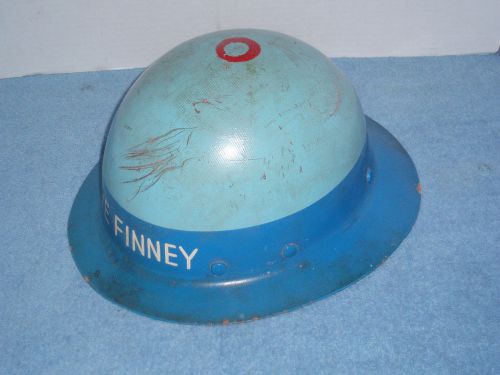 Vintage msa blue skullgard fiberglass brim hard hat old industry factory for sale