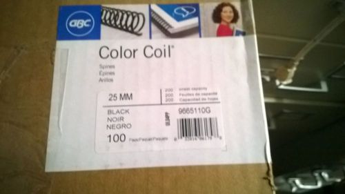 GBC 25mm ColorCoil Binding Spines 4:1 Pitch- Black 9665110G Factory Sealed Cases