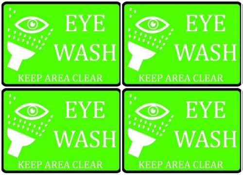 Eye wash keep area clear green set of four important company vinyl secure signs for sale