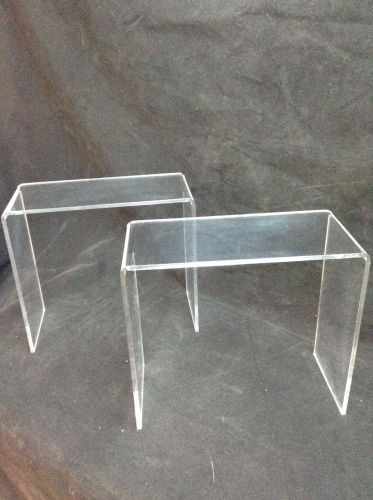 Clear Lucite Acrylic Freestanding Set Of 2 Risers Shelves