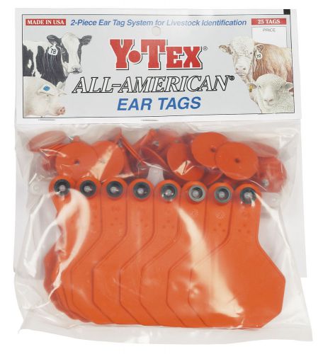 New YTEX Medium Blank Cow/Calf 2 pc All American Ear Tags in bags of 25