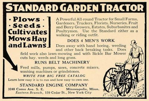 1928 Ad Standard Engine Company Garden Tractor Plow - ORIGINAL ADVERTISING GHB1