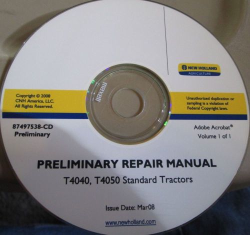 New Holland Repair Manual CD for T4040, T4050  Tractors