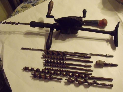 Antique hand drills 2 speed working condition+ bits for sale