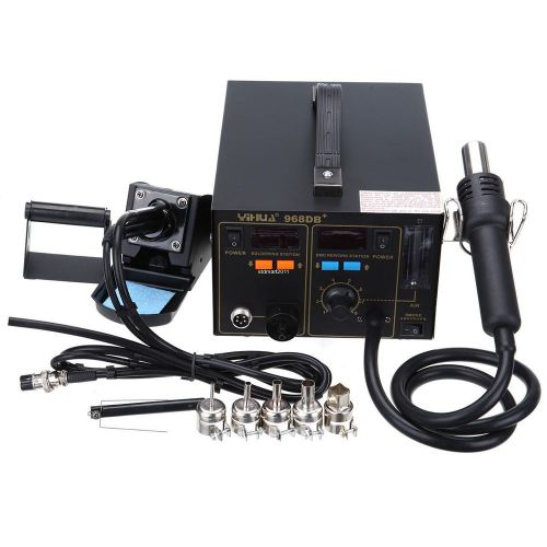 3 in 1 968db rework station hot air gun iron smd soldering welder w/led display for sale