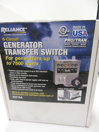 Reliance 6 circuit 7500 watt 30 amp Generator Transfer Switch Mod# 30216A