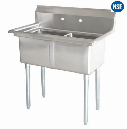 STAINLESS STEEL 2 TWO COMPARTMENT SINK NSF 45 x 26 - NSF