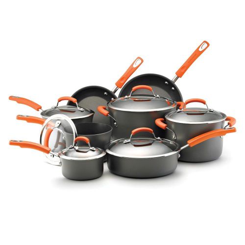 Rachel ray cookware set hard anodized nonstick dishwasher safe 14-piece new for sale