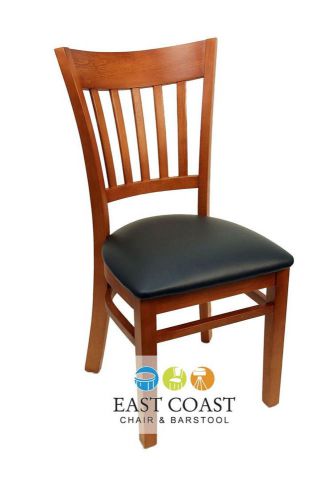 New gladiator cherry vertical back wooden restaurant chair with green vinyl seat for sale