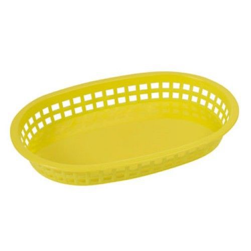 Winco PLB-Y Oval Plastic Platter Basket, Yellow 10-3 / 4&#034; x 7-1 / 4&#034; x