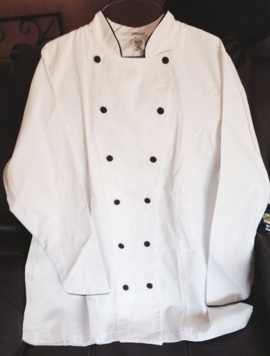 Fame chef jacket white with black buttons &amp; piping-ladies size 2XL