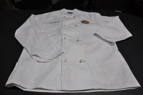Chef&#039;s Jacket, Cook Coat, with US MARINES logo, Sz LARGE  NEWCHEF UNIFORM