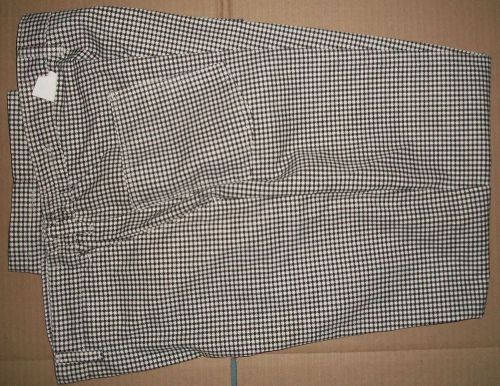 38 x 32 Chef Designs Culinary Uniform Pants New Kitchen Cooking Black Checkered