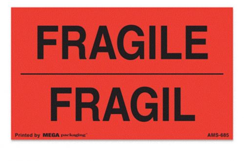 3&#034;x 5&#034; LABEL - FRAGILE / FRAGIL - BILINGUAL - 500/rl