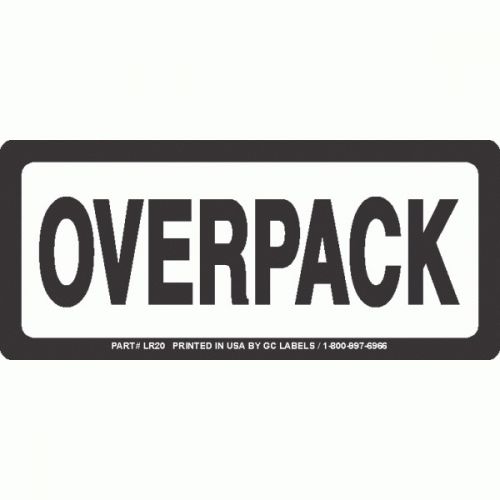 Black and White OVERPACK Labels 6in x 2.5in(Roll of 500 labels)