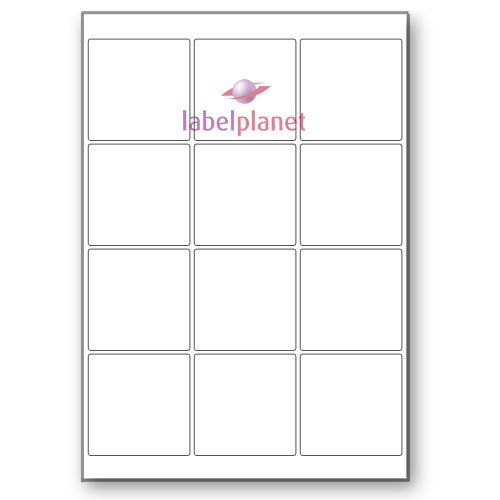 12 Per Page White A4 Self-Adhesive Square Laser Printer Labels Label Planet®