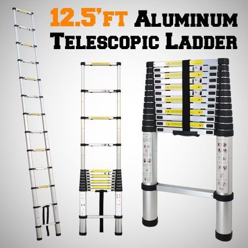 12.5ft Aluminum Telescoping Telescopic Extension Ladder Tall Multi Purpose
