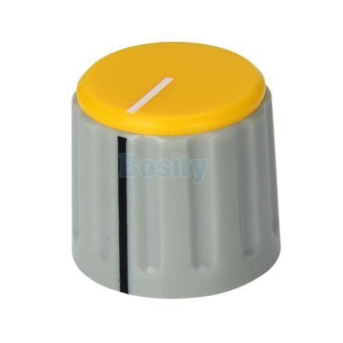 Plastic brass potentiometer control knob 19 mm x19mmx21mm grey &amp; yellow for sale