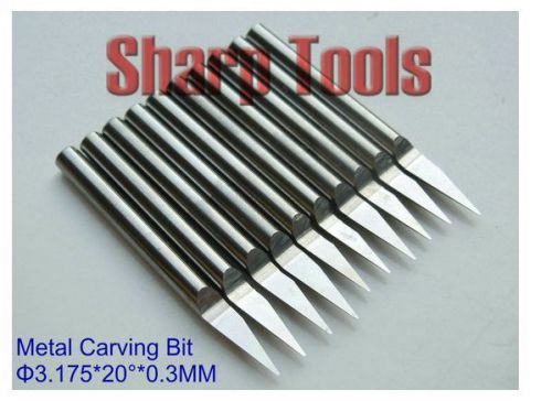 10pcs metal fine carving cu, al, steel, router bits milling cutter 20°0.3mm for sale