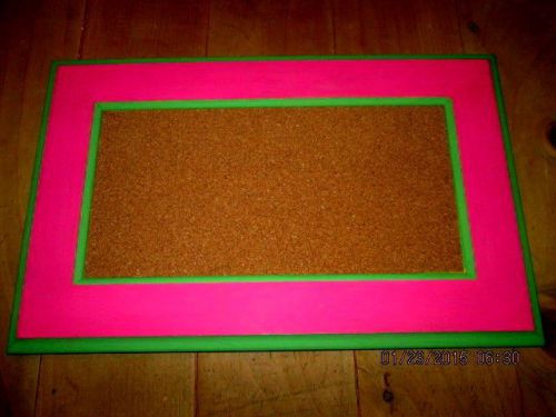 Pink Green Wood Framed Bulletin Board 10.5&#034; x 16.5&#034;