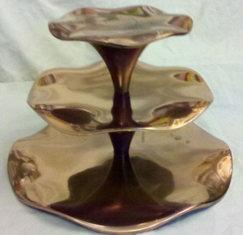 3-Tier Server/Serving Platter Nambe Lisa Smith 2009 Copper 13&#034; FREE SHIPPING