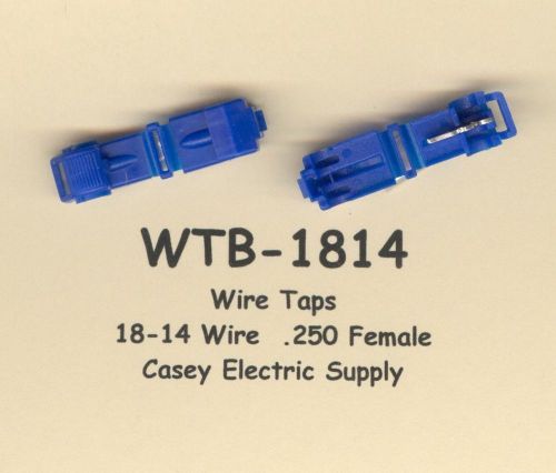 25 blue t-tap splices wire taps female terminal connectors #18-14 wire awg molex for sale