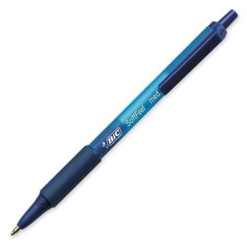 BIC Soft Feel Retractable Ballpoint Pen, Medium Point, Blue, 12-Count