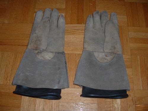 Rubber &amp; Leather Electrician Gloves 1953 Vintage