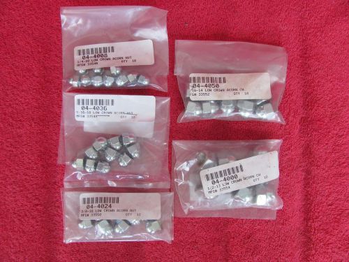 Box lot of 1/4&#034;, 5/16&#034;, 3/8&#034;, 7/16&#034; &amp; 1/2&#034; course low crown acorn nuts fasteners for sale