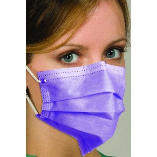 Defend Breath E-Z Dual Fit Ear-Loop Pleated Face Mask, Lavender, 1 case MK-1266