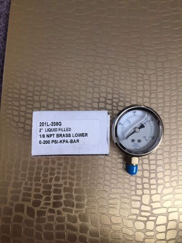Gauges 201l-208g nib pressure gauge,liquid,2 in  0-200 psi 1/8npt brass lower for sale