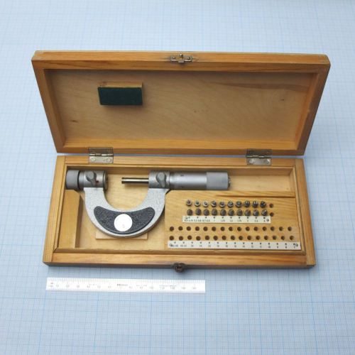 Screw thread micrometer 0-25mm +20 metric iso 60° pitch inserts (by suhl/zeiss) for sale