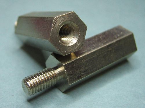12 - pieces plated brass spacer standoff 1&#034;-long 3/8&#034;-hex 10-32 threads for sale
