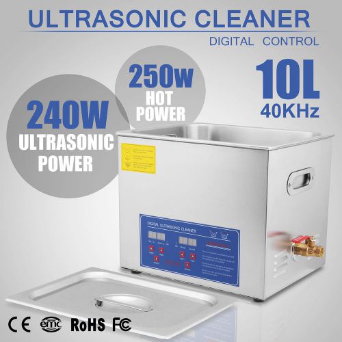 10L 10 L ULTRASONIC CLEANER LABOR-SAVING 4 SETS TRANSDUCER STAINLESS STEEL