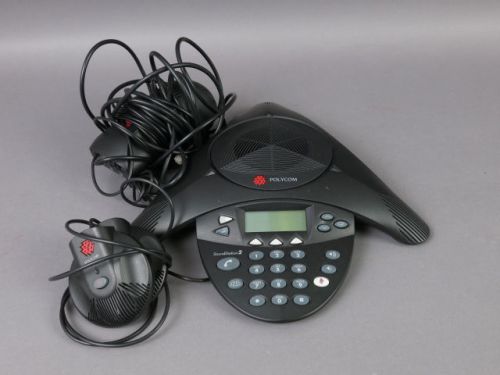 Polycom SoundStation 2 Conference Phone System w/ 2 Extended Mics &amp; Wall Module