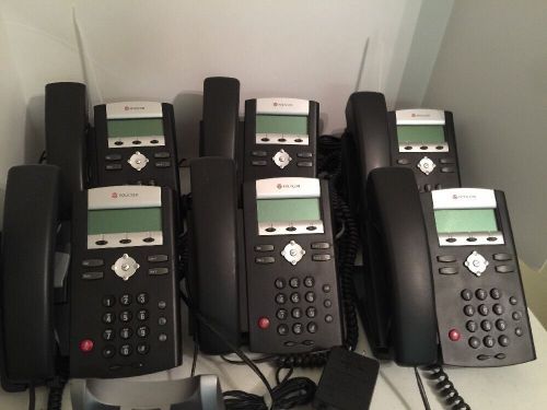 Lot of SIX (6) Polycom SoundPoint IP330 Phones One With Plantronics Bluthtooth