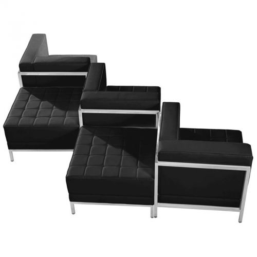 Imagination Series Black Leather 5 Piece Chair &amp; Ottoman Set