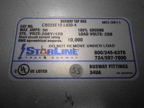 STARLINE PLUG BUSWAY TAP BOX  CB225GE12-L630-4    30A  208Y/120