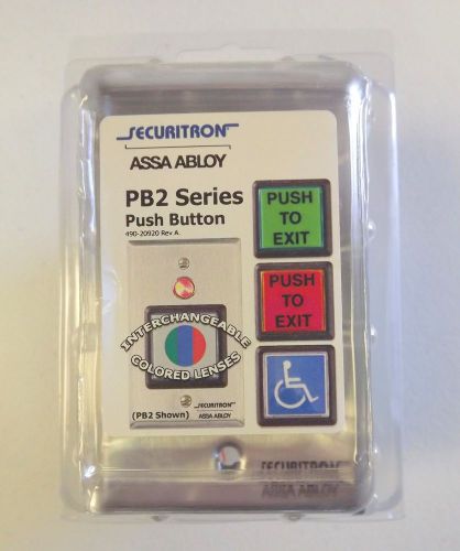 Securitron pb2 series exit push button square illuminated red/green/blue lens for sale