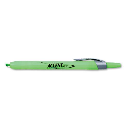 Accent Retractable Highlighters, Chisel Tip, Fluorescent Green, 12/Pk