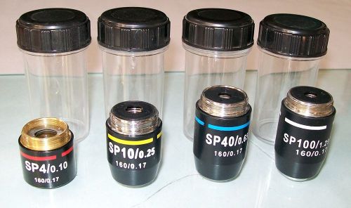 New 4x-10x- 40x &amp; 100x oil achromatic objective lens microscope compound medical for sale