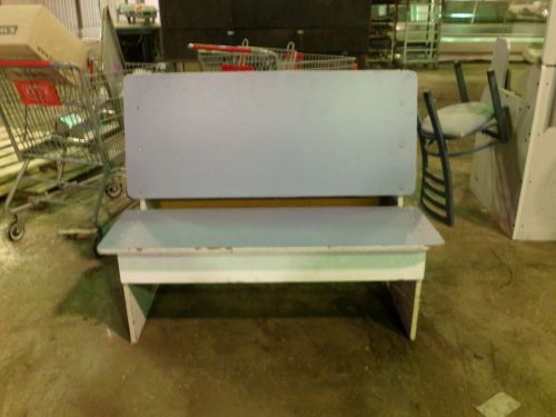 Wooden Bench, solid, painted blue/white