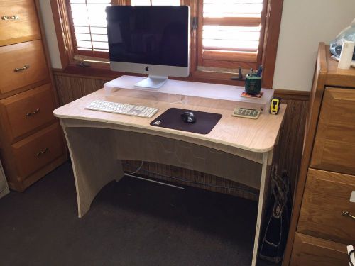 Custom CNC Cut Plywood Computer Desk
