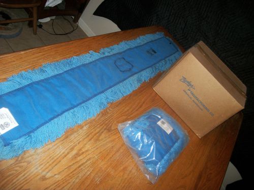New case of 6 zephyr 5&#034; x 60&#034; blue dura twist dust mop head heat set yarn for sale